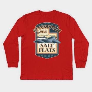 Bonneville Salt Flats International Speedway Vintage Retro Style Illustration Kids Long Sleeve T-Shirt